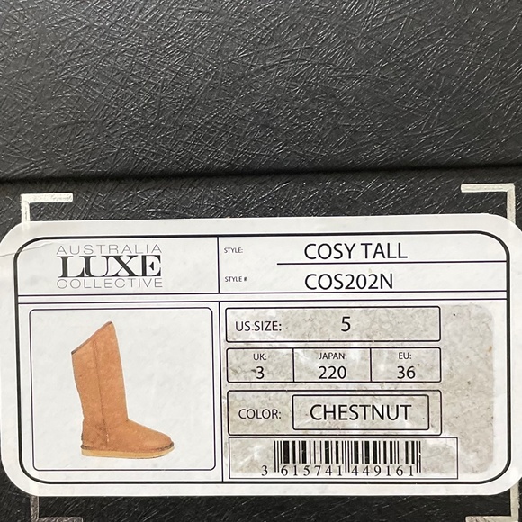 AUSTRALIA LUXE COLLECTIVE 5 6 CHESTNUT SUEDE "COSY TALL" SHEEPSKIN BOOTS - Picture 8 of 9